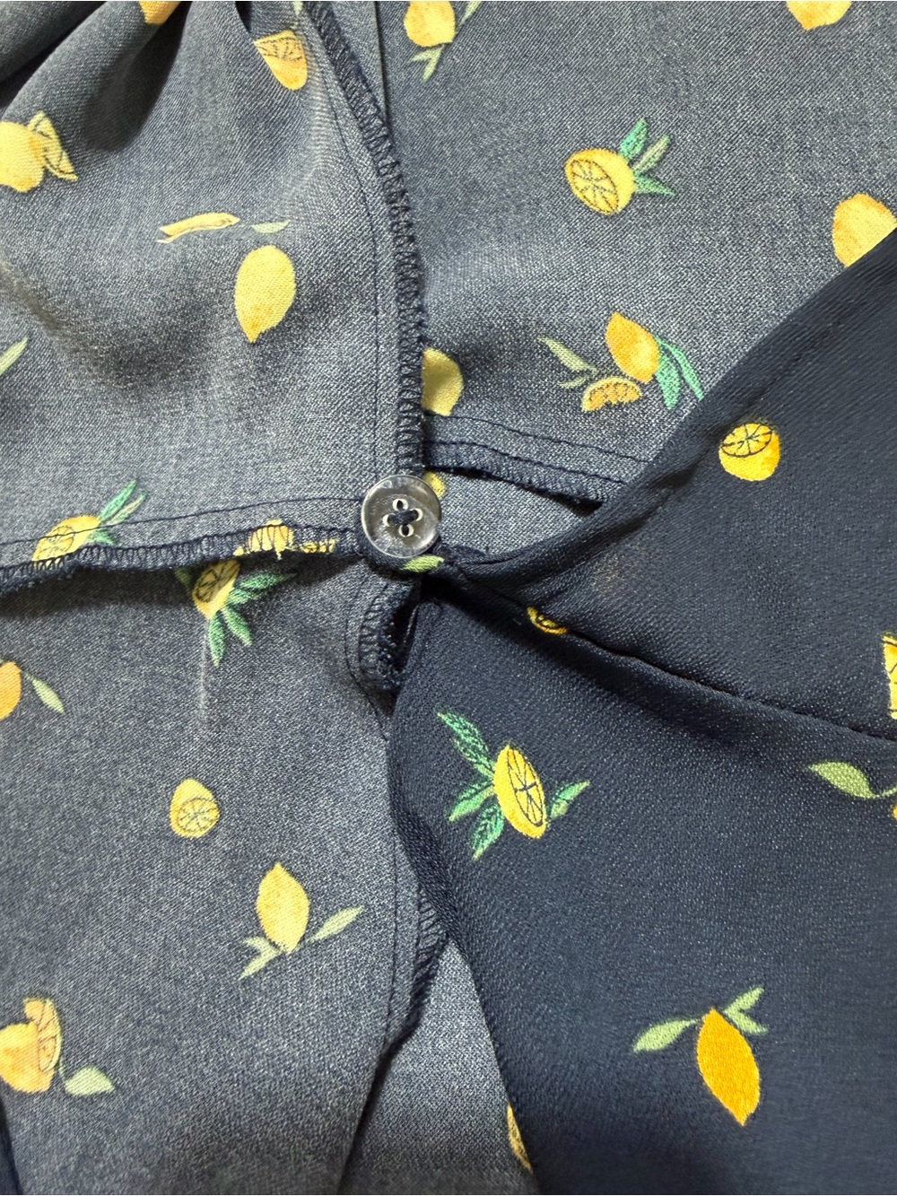 J Crew Navy Mini Drapey Twill Wrap Dress with Lemon Print Size 6 - Picture 7 of 10